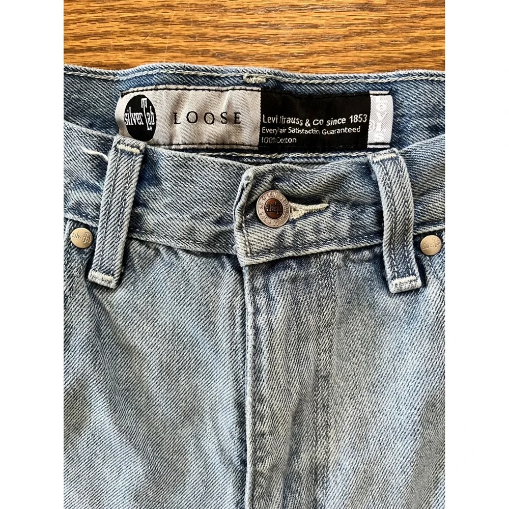Levis SilverTab Loose Distressed Light Wash Jeans Mens W30 L30 Baggy Denim